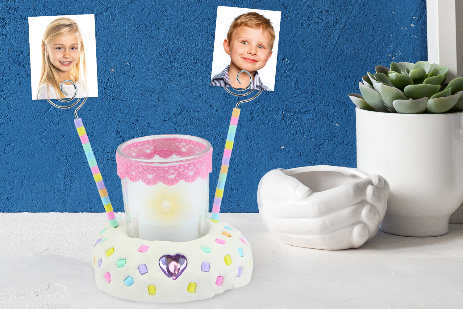 Photo Frame / Candle Holder in Modeling Clay