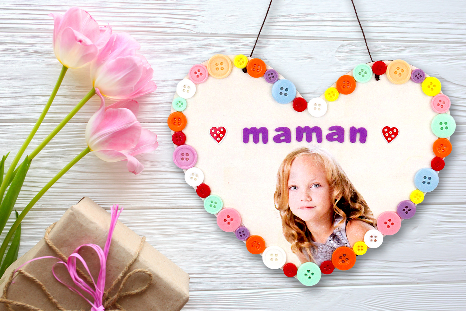 Suspensión corazón de madera