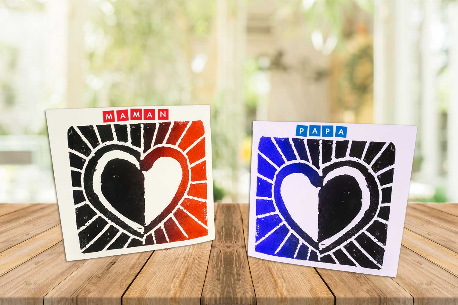 Small Heart Linocut Card