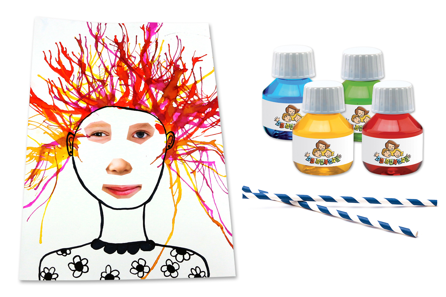 Funny Portraits with the Blown Ink Technique