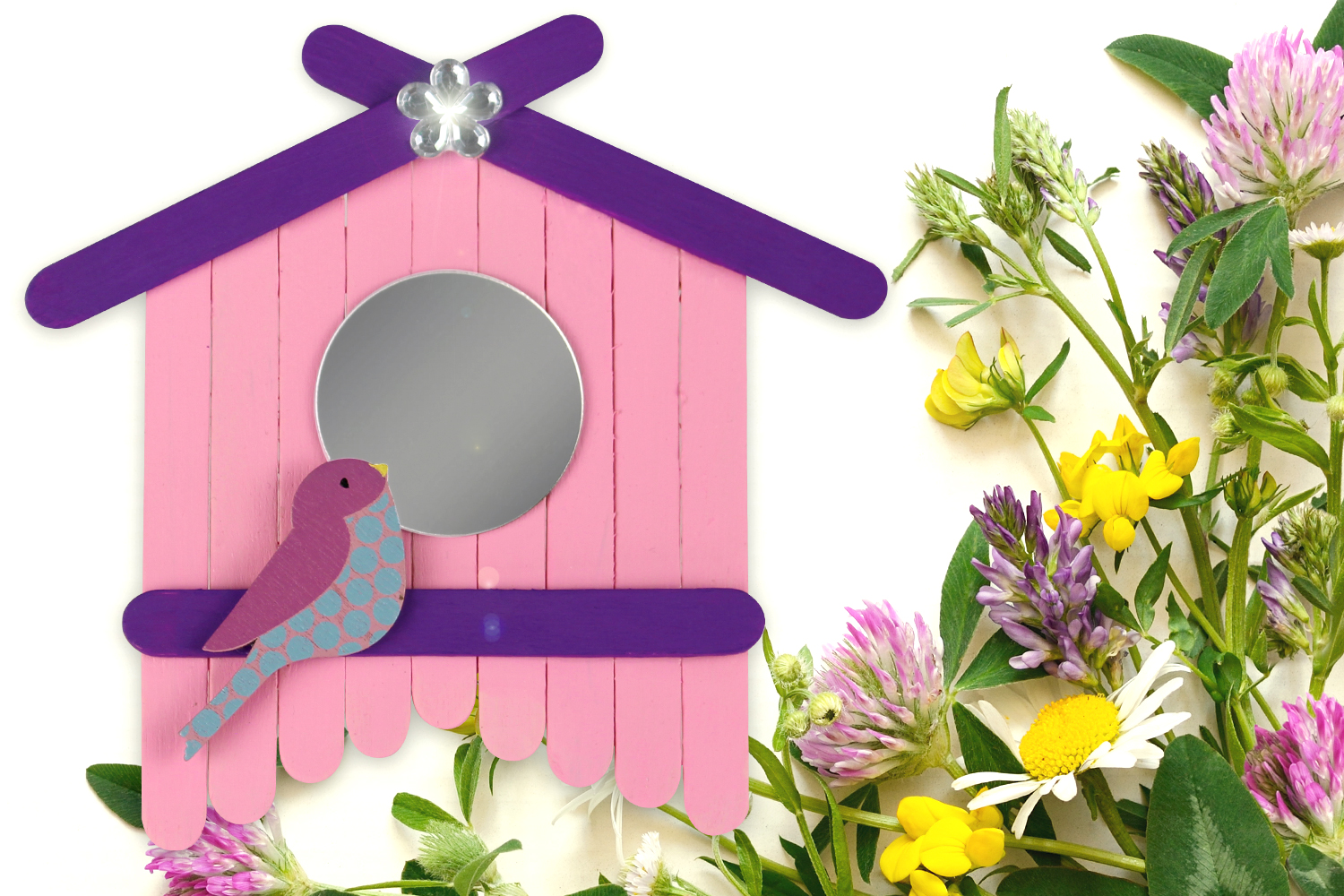 Decorative Birdhouse with Wooden Sticks