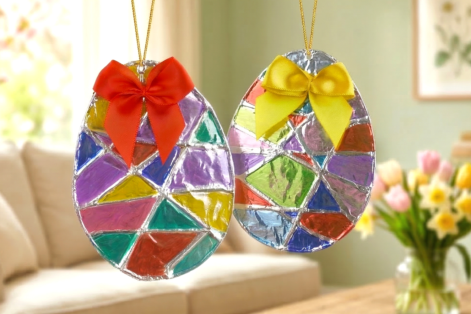 Huevos de Pascua con papel de aluminio (Foil Art)