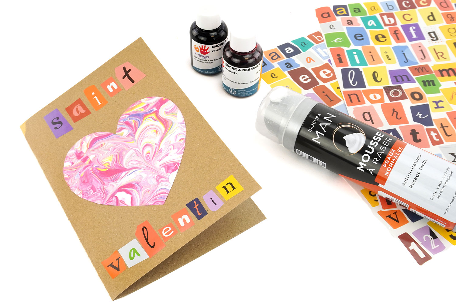 Marbled Valentine's Day Card - Shaving Foam