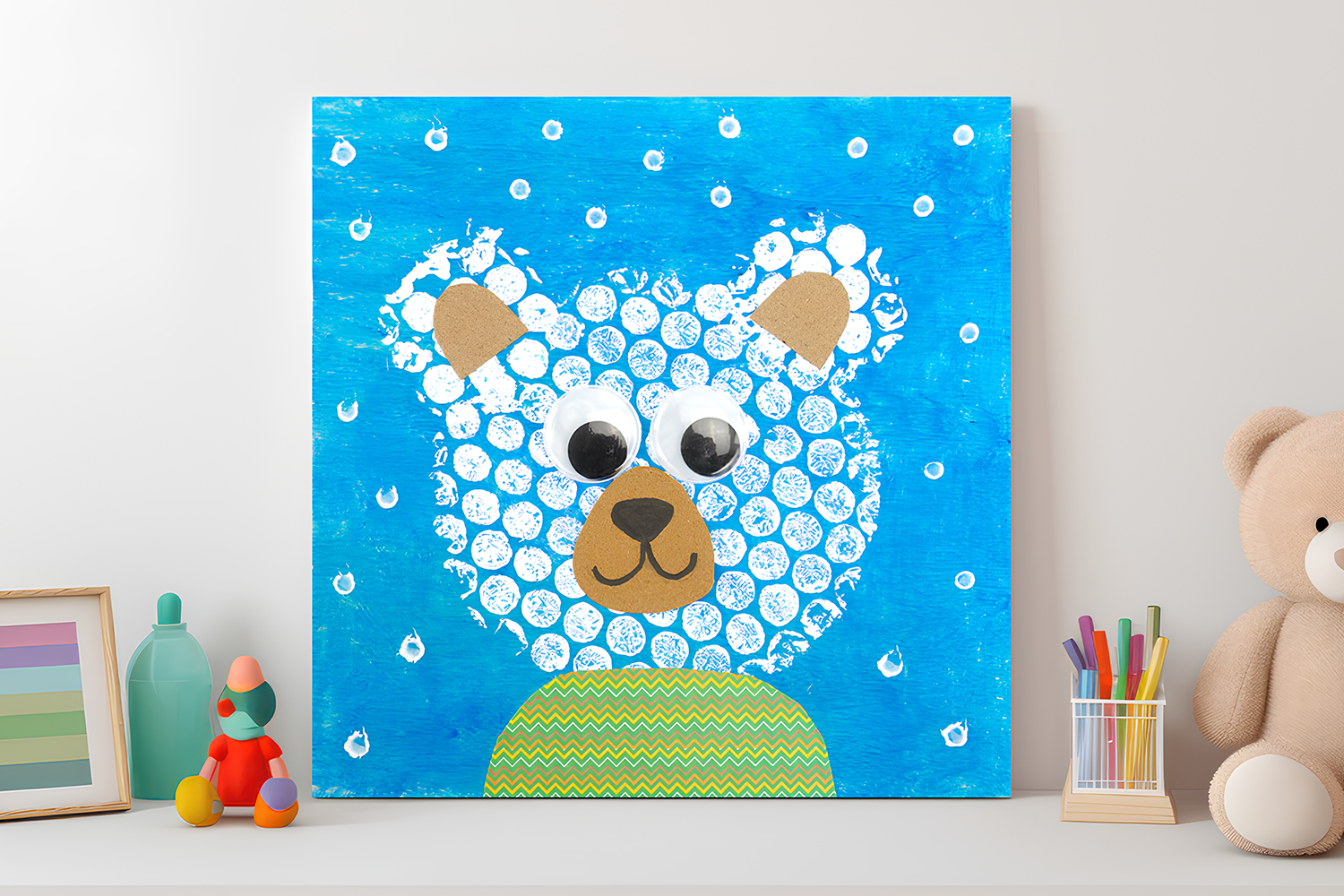 Pintura con burbujas: Oso blanco