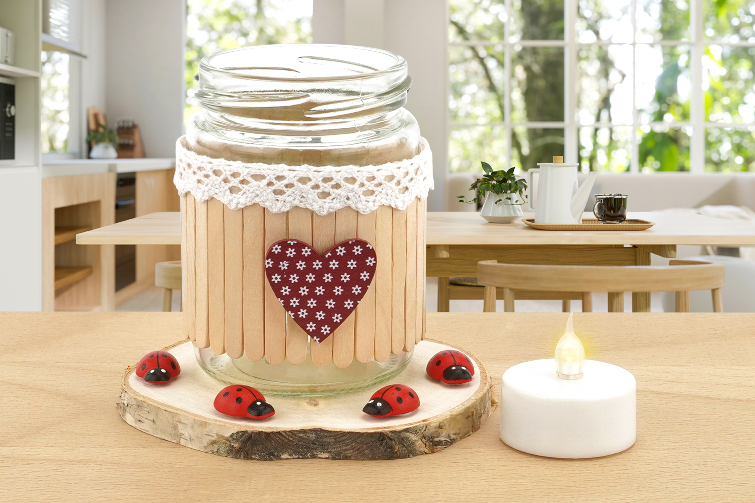 Heart Lantern and Wooden Sticks