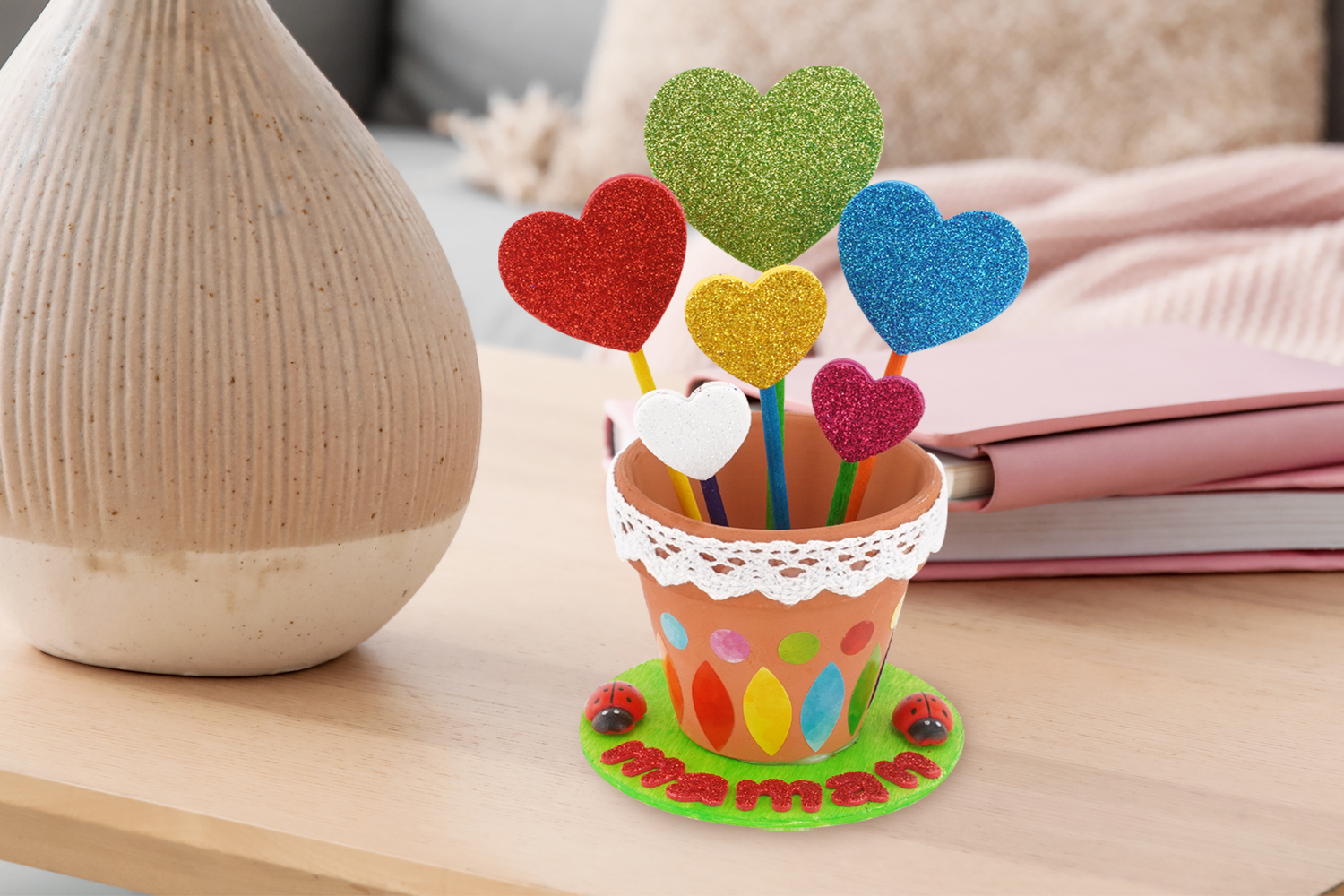 Corazones en una maceta