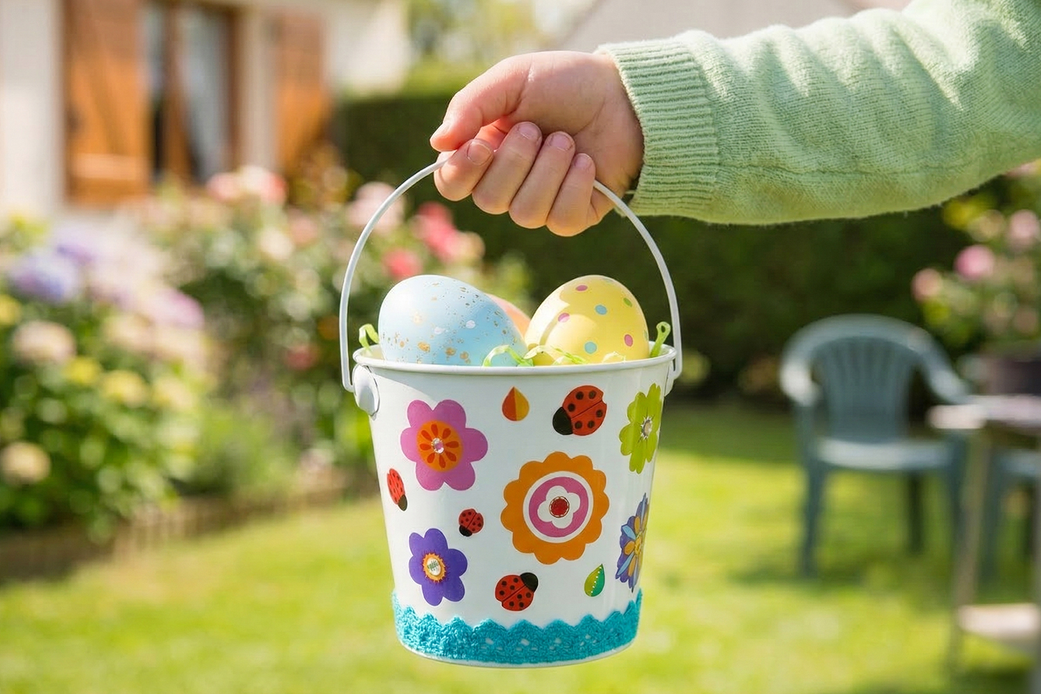Bucket for collecting Easter eggs