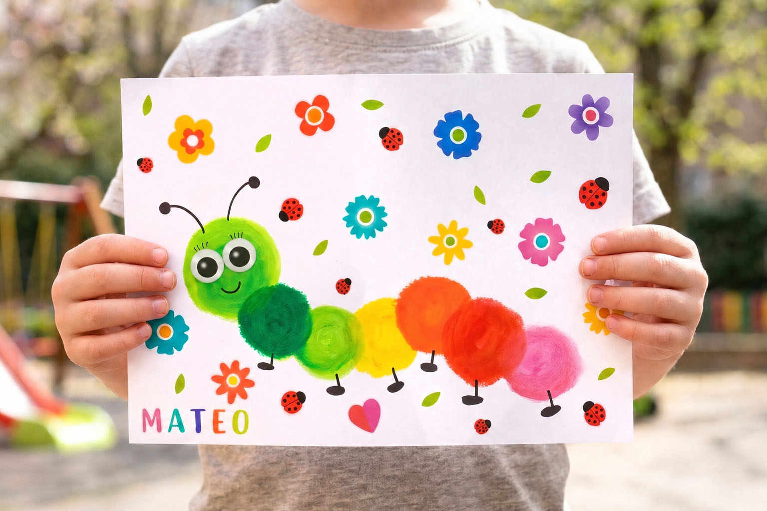 Dibujar una oruga con los más pequeños