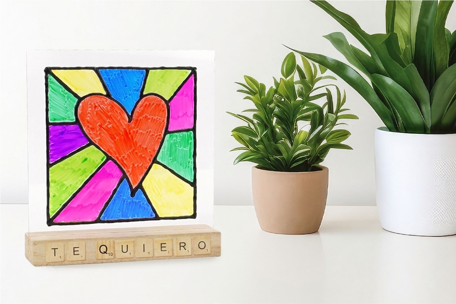Vitral corazón para el día de la madre