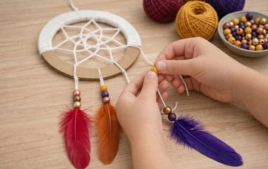 Estoy fabricando un atrapasueños - Manualidades en familia - 10doigts.fr