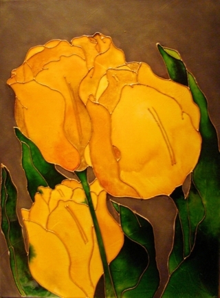 TULIPES JAUNES PEINTURE VITRAIL - Peinture - 10doigts.fr