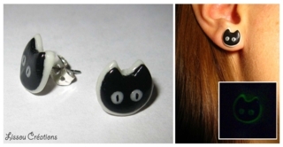 bo chats noir phosphorescent - Fimo, Cernit - 10doigts.fr