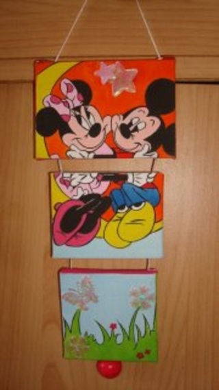 tryptique mickey et minnie - Peinture - 10doigts.fr
