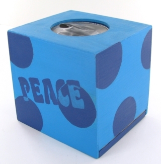 Boite à Mouchoirs peace bleu - Déco du bois - 10doigts.fr