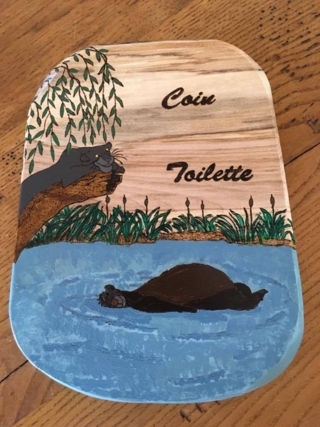 Plaque de porte salle de bain - Pyrogravure - 10doigts.fr