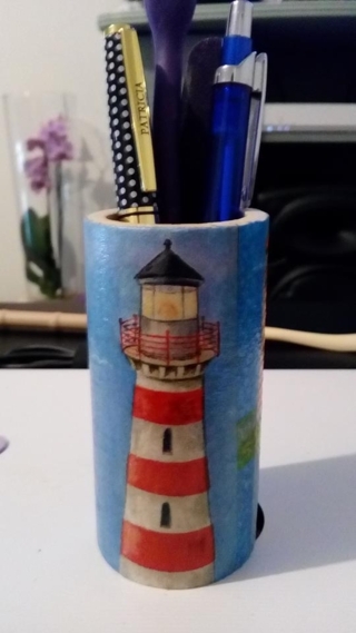 pot à stylos - Vernis collage papiers, serviettes - 10doigts.fr