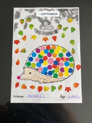 Hérisson - Gommettes - 10doigts.fr