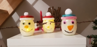 Photophores bonhomme de neige - Bougies - 10doigts.fr