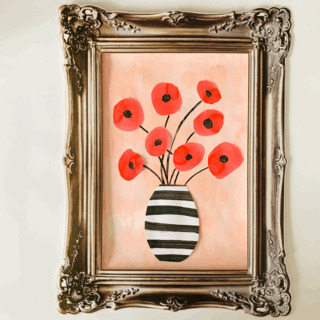 bouquet de coquelicots - Vernis collage papiers, serviettes - 10doigts.fr