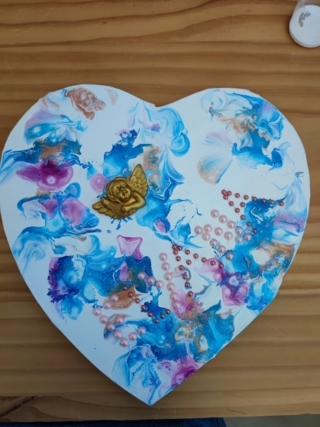 Cadeau de naissance peinture pouring - 10doigts.fr