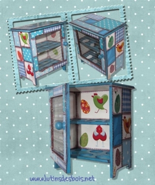 cage à oeufs "poulettes aux petits pois" bleue - Déco du bois - 10doigts.fr