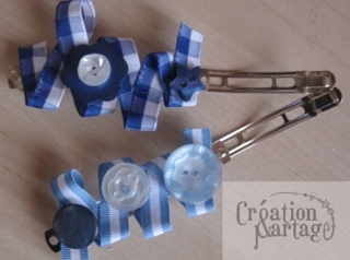 Barrettes bleues - Perles, bracelets, colliers - 10doigts.fr