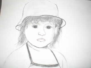 Ma fille 1er fusain essai - Dessin - 10doigts.fr