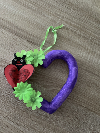 Cœur de St Valentin et sa coccinelle - 10doigts.fr