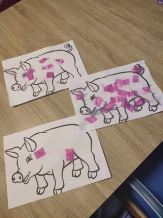 Cochon et papier crèpon. - 10doigts.fr