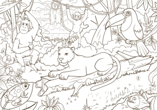 Jungle-animals4 - Animal coloring pages - Coloriages - 10doigts.fr