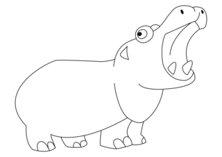 Hippopotamus 06 - Animal coloring pages - Coloriages - 10doigts.fr