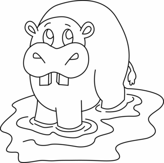 Hippopotamus 07 - Animal coloring pages - Coloriages - 10doigts.fr