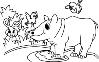 Rhinoceros01 - Animal coloring pages - Coloriages - 10doigts.fr