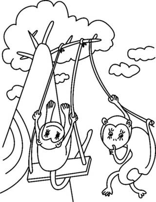 Monkey02 - Animal coloring pages - Coloriages - 10doigts.fr