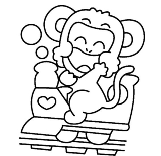 Monkey05 - Animal coloring pages - Coloriages - 10doigts.fr
