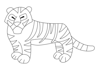 Tiger 01 - Animal coloring pages - Coloriages - 10doigts.fr
