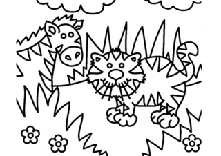 Zebra and tiger 01 - Animal coloring pages - Coloriages - 10doigts.fr