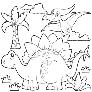 Dinosaur 60 - Dinosaur Coloring Pages - Coloring book - 10doigts.com
