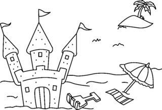 Castillo de arena 01 - Coloreados variados - Coloreables - 10doigts.com
