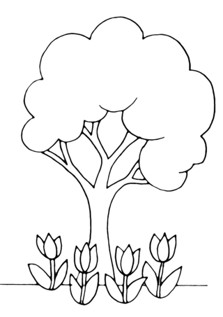 Tree 01 - Coloring pages of flowers, fruits, and vegetables - Coloring book - 10doigts.com
