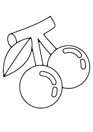 Cherries 01 - Coloring pages of flowers, fruits, and vegetables - Coloring book - 10doigts.com