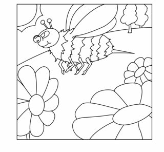 Flowers and Bee 02 - Coloring pages of flowers, fruits, and vegetables - Coloring book - 10doigts.com