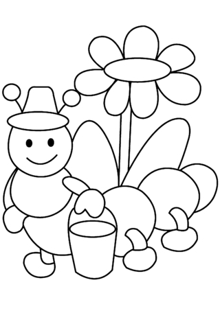 Flowers and Caterpillar 01 - Coloring pages of flowers, fruits, and vegetables - Coloring book - 10doigts.com
