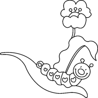 Flowers and Caterpillar 02 - Coloring pages of flowers, fruits, and vegetables - Coloring book - 10doigts.com