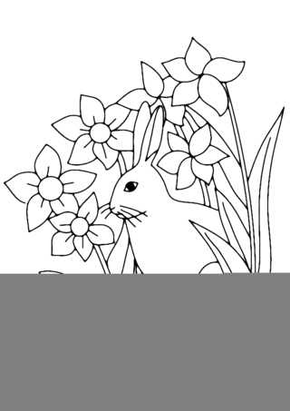 Flowers and Bunny 01 - Coloring pages of flowers, fruits, and vegetables - Coloring book - 10doigts.com