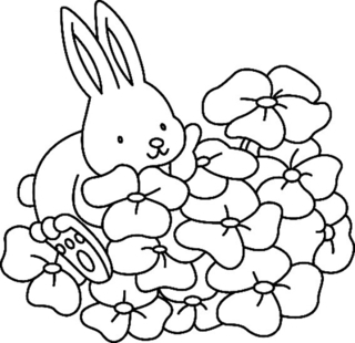 Flowers and Rabbit 02 - Coloring pages of flowers, fruits, and vegetables - Coloring book - 10doigts.com