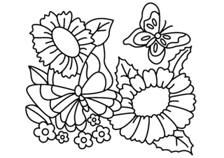 Flowers and Butterflies 01 - Coloring pages of flowers, fruits, and vegetables - Coloring book - 10doigts.com