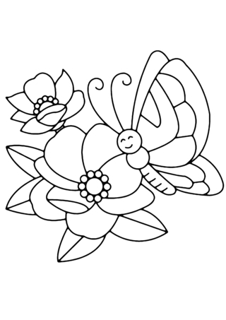 Flowers and Butterflies 02 - Coloring pages of flowers, fruits, and vegetables - Coloring book - 10doigts.com