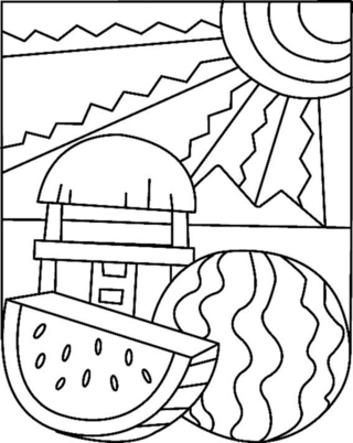 Watermelon 02 - Coloring pages of flowers, fruits, and vegetables - Coloring book - 10doigts.com
