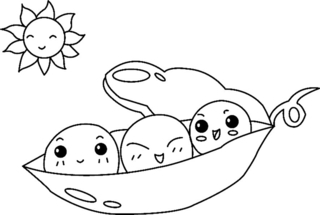 Green peas 02 - Coloring pages of flowers, fruits, and vegetables - Coloring book - 10doigts.com